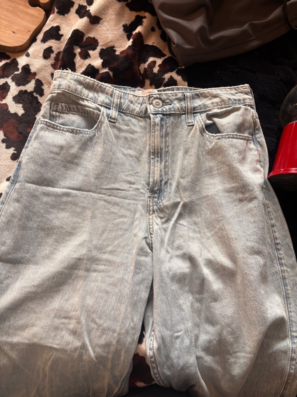Light Blue women’s high rise baggy Jeans holister